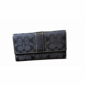 Coach Signature C Long Wallet In Black And Gray